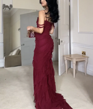 Niulatu Slit Mermiad Prom Dress Long Chiffon Evening Dress Party Gown HZ1007