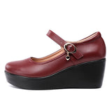 Niulatu 32 33 34 Ankle Buckle Platform Shoes Medium Heels Office Dance Shoe 2025 Spring Fall Wedges Pumps Women DJSE