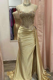 Sexy Silver Spaghetti Straps Mermaid Appliqued Prom Dress HZ1214