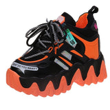 Niulatu Chunky Hidden Heels Platform Sneakers Women Pink Laser Thick Bottom Vulcanized Shoes Woman Lace Up Casual Shoes Ladies DJSE