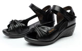Niulatu Summer Woman Leather Shoes Soft Outsole Open Toe Sandals Casual Wedges Women Shoes 2025 New Fashion Women Sandal DJSE