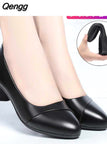 Niulatu Women Soft Leather Low Heel Shoes Comfortable Soft Sole Middle-aged Sandals Mid Heel Work Shoes New Arrival 2025 DJSE