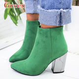 Niulatu Chain Women's Boots PU Leather Back Zipper Woman Boots Pointed High Heels Shoes For Women 2025 Ankle Boots Female Shoes DJSE