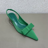 Niulatu 2025 Spring Women Slingback Sandals Fashion Bow-knot Buckle Ladies Pumps Shoes Thin Low Heel Pointed Toe Slip On Mules DJSE