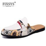 Niulatu Outdoor Mixed Colors Men Half Loafers Patent Leather Half Shoes Fashion Lightweight Slippers Breathable Man Casual Mules DJSE