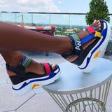 Niulatu Women Shoes 2025 New Summer Super High Heels Ladies Casual Sandals Wedge Chunky Gladiator Cross Strap Sandals DJSE