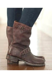 Niulatu Models Large Size Women's Shoes Belt Buckle In The Tube Boots After The Strap Flat Riding Women's Boots DJSE