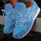 Niulatu Women Flat Bling Sneakers Glitter Platform Casual Shoes Woman Comfortable Ladies Silver Vulcanize Shoes Plus Size DJSE
