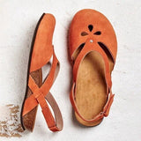 Niulatu Women Sandals Plus Size Flat Round Toe Sandals Female Casual Ankle Hollow Sandals Elegant Soft Beach Sole Women Shoes988 DJSE
