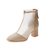 Niulatu Ankle Boot 2025 Women Boots Women's Shoes Autumn Square Heel Hollow Out Short Booties Back Zip Fashion Footwear Female DJSE
