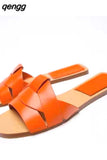 Niulatu Women's Flat Slippers Sandals Shoes For WomanOpen Toe Rear Empty Beach Shoes Luxury Designer Shoes Flat Sandal DJSE
