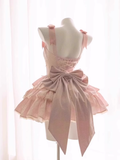 Niulatu Ball Gown Straps Sleeveless Short Pink Birthday Dresses Birthday Outfits SD465