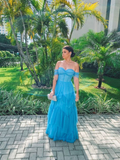 Niulatu Prom Dresses Wedding Guest Sleeveless Off Shoulder Evening Dress HZ1007