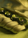Niulatu Olive Green Satin Off The Shoulder Slit Prom Dress Slit Mermaid Evening Dress HZ1007