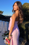 Niulatu Pink Sweetheart Neck Chiffon Ruffle Evening Dress Cute Prom Dress HZ1007