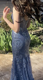 Niulatu V Neck Lace Mermaid Prom Dress Long Evening Dress HZ0113