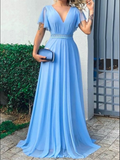 Niulatu Blue A-line Prom Dress Blue Evening Dress HZ1007