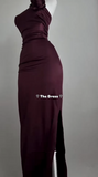 Niulatu Sheath Burgundy Long Prom Dress Strapless Evening Dress HZ1007