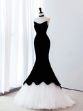 Niulatu Mermaid Velvet Tulle Long Prom Dress Evening Dress HZ1007