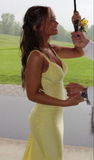 Niulatu Yellow Long Prom Dresses Backless Yellow Prom Dresses Formal Evening Dresses HZ1007