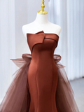 Niulatu Tulle Satin Long Prom Dress Mermaid Evening Dress HZ1007