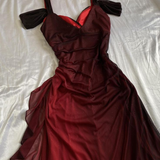 Niulatu A Line Straps Ombre Burgundy Chiffon Long Prom Dress HZ0113