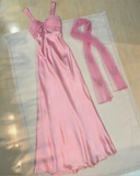 Niulatu Pink Straps Satin A Line Prom Evening Dress HZ1007