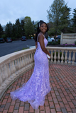 Niulatu Lilac Lace Mermaid Evening Dress Lilac Evening Gown HZ1007