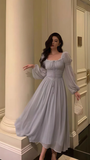 Niulatu Lace Chiffon Long Sleeves Party Dress Elegant Prom Evening Dress HZ1007