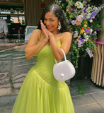 Niulatu Green Tulle Muslim Evening Dress Women A Line Pleated Formal Prom Dress Party Gowns HZ1007