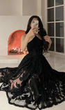 Niulatu Black Evening Dress Black Birthday Party Dress HZ1007