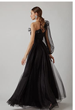 Niulatu tulle prom dress one shoulder evening dress HZ1007
