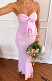 Niulatu Pink Sweetheart Neck Chiffon Ruffle Evening Dress Cute Prom Dress HZ1007