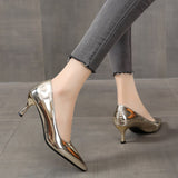 Niulatu Women 2025 6.5cm Heels Women Pumps Shoes Pointed Toe Bling Gold PU Sexy Wedding Party Office Shoes Woman Big Size 44 DJSE