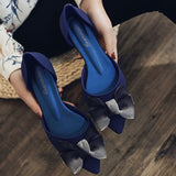 Niulatu Women Shoes Butterfly-knot Pumps Summer Drill Ladies Pointed Toe Shallow Jelly Shoes Low Heel Office Female Footwear DJSE
