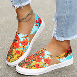Niulatu Women 2025 Autumn Fashion Printing Canvas Shoes Women Loafers Women Plus Size Casual Flat Shoes Zapatos Para Mujer DJSE
