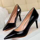 Niulatu Shoes Woman Pumps Patent Leather High Heels Shoes Women Basic Pump Wedding Shoes Female Stiletto Women Heel Plus Size 43 DJSE