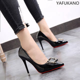 Niulatu Women Pumps Patent Leather High Heels Shoes Women Black Classic Pumps Women Bridal Shoes Female Heels Stiletto Plus Size 42 43 DJSE