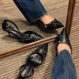 Niulatu Fashion High Heels Large Size Metal Buckle with Women's Shoes Summer Sandals New Large Size 42 Zapatos De Mujer Pumps DJSE