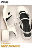 Niulatu Jane Shoes Buckle Pumps Women Thick Heels Elegant Shallow Square Toe Footwear Fashion Outdoor Lady Shoes DJSE