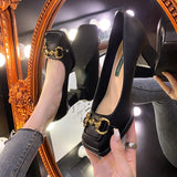 Niulatu Temperament High Heels Women's 2025 New Fashion Thick Heel Mary Jane Small Leather Shoes Square Toe Shoes DJSE