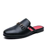 Niulatu Fashion Half Shoes for Man Patent Leather Mules Hollow Breathable Penny Loafer Men Half Slippers Lightweight Casual Shoes DJSE