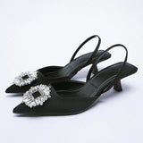Niulatu Women's Pumps Fashion Pointed Slingback Female Stiletto Elegant Colorful Shallow Mouth Ladies Prom Shoes DJSE