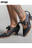 Niulatu Pointed Toe Shoes for Women Mary Janes Women's High Heels New Office Lace -up Pump Ladies Thick Heels Female Shoes DJSE