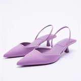 Niulatu Women's Pumps Fashion Pointed Slingback Female Stiletto Elegant Colorful Shallow Mouth Ladies Prom Shoes DJSE
