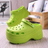 Niulatu Green Platform High Heels Sandals Non-slip Wedges shoes for Women 10 cm Increase Fashion Garden Shoes DJSE