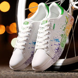 Niulatu Women Shoes 2025 Fashion Graffiti PU Sneakers Women Spring/Autumn Casual Women Shoes Plus Size 11 Colorful White Shoes DJSE