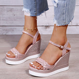Niulatu Women Summer Wedge Heel Sandals Platform Sandals Strap Open Toe Chunky Bottom Casual Shoes 2025 gold silver pink sandals 10cm DJSE