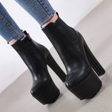 Niulatu New Arrival 16cm High Heel Women's Boot Winter Women Chelsea Ankle Boots Pipe Platform Clogs Heels Women Shoes Elegant DJSE