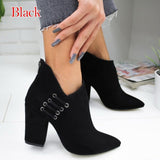 Niulatu Chain Women's Boots PU Leather Back Zipper Woman Boots Pointed High Heels Shoes For Women 2025 Ankle Boots Female Shoes DJSE